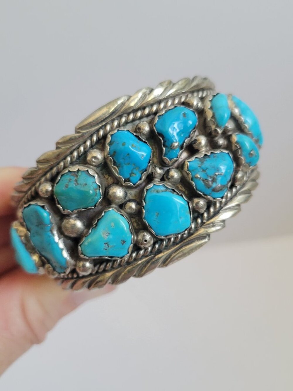 Old Pawn Navajo Sterling Silver & Turquoise Cuff Bracelet Jewelry